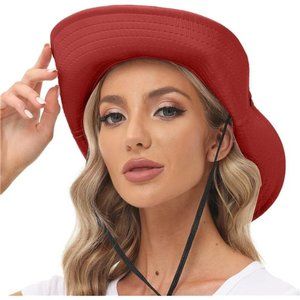 Sun Hat Waterproof Women Gardening Hat Women UV Protection Foldable Hat Red